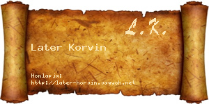 Later Korvin névjegykártya